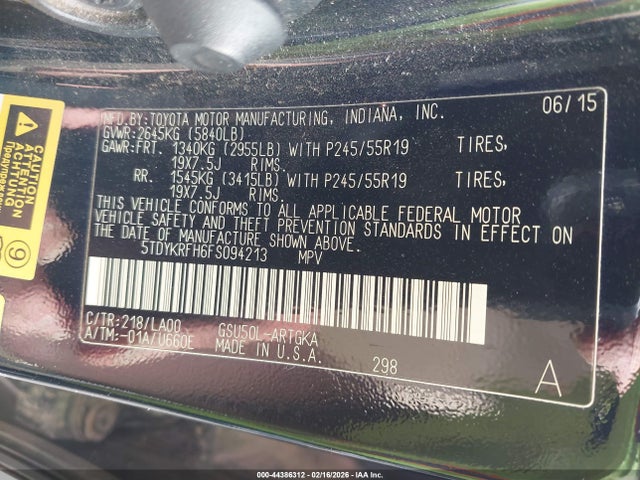 5TDYKRFH6FS094213 Toyota Highlander Limited V6