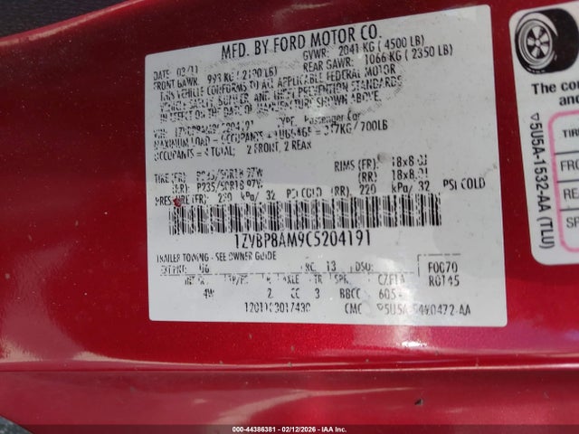 2012 FORD MUSTANG 1ZVBP8AM9C5204191 Photo 8