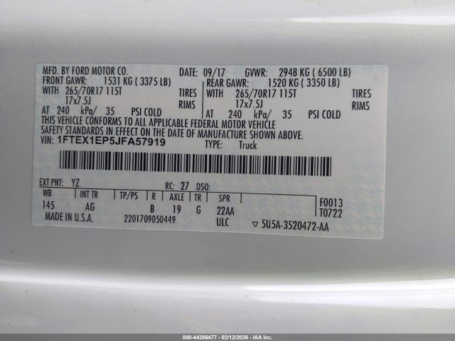 Ford F-150 Xl 2018 1FTEX1EP5JFA57919 Image 9