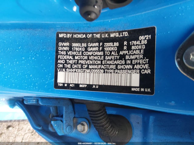 2021 HONDA CIVIC TYPE R SHHFK8G72MU205539 Photo 8