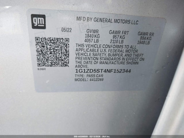 2022 CHEVROLET MALIBU 1G1ZD5ST4NF152344 Photo 8