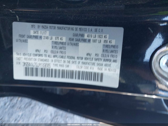 44386592 :رقم المزاد ، 3MZBN1U79JM189685 vin ، 2018 Mazda Mazda3 Sport مزاد بيع