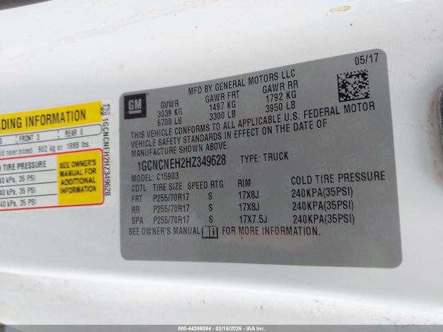 1GCNCNEH2HZ349628 Chevrolet Silverado 1500 Wt
