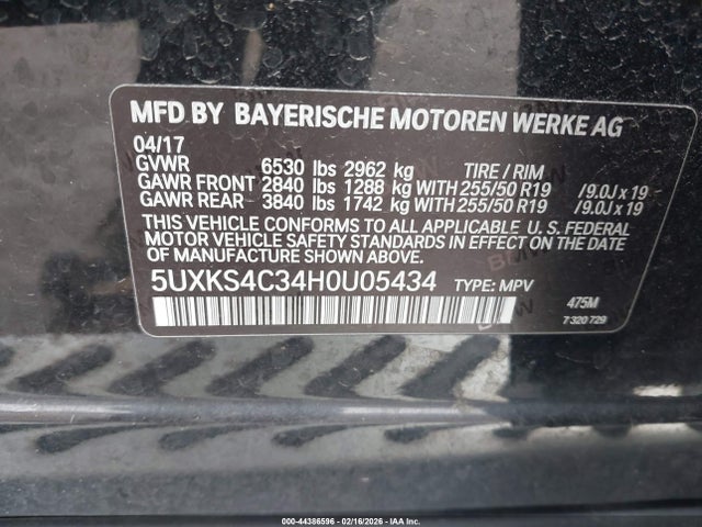 44386596 :رقم المزاد ، 5UXKS4C34H0U05434 vin ، 2017 Bmw X5 Xdrive35d مزاد بيع