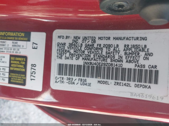 2009 TOYOTA COROLLA 1NXBU40E29Z081410 Photo 8