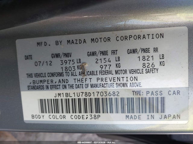 Продажа на аукционе авто 2013 Mazda Mazda3 I Sport, vin: JM1BL1U78D1703682, номер лота: 44386687