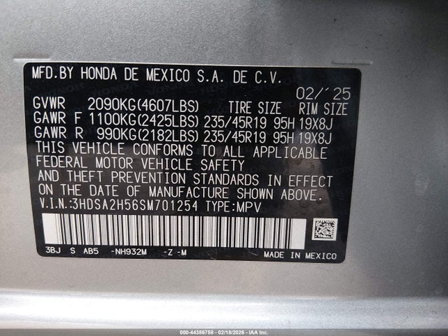 Aukcja sprzedaży 2025 Acura Adx A-spec, vin: 3HDSA2H56SM701254, numer aukcji: 44386758