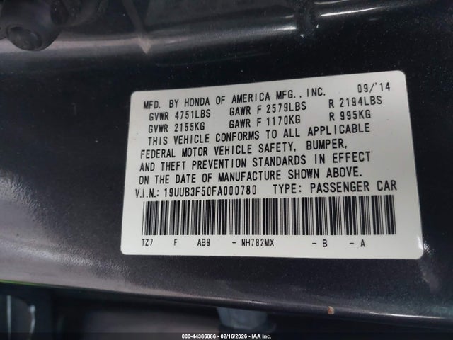 19UUB3F50FA000780 Acura Tlx V6 Tech