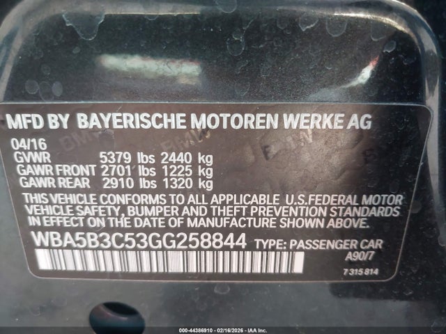 2016 BMW 535I WBA5B3C53GG258844 Photo 8
