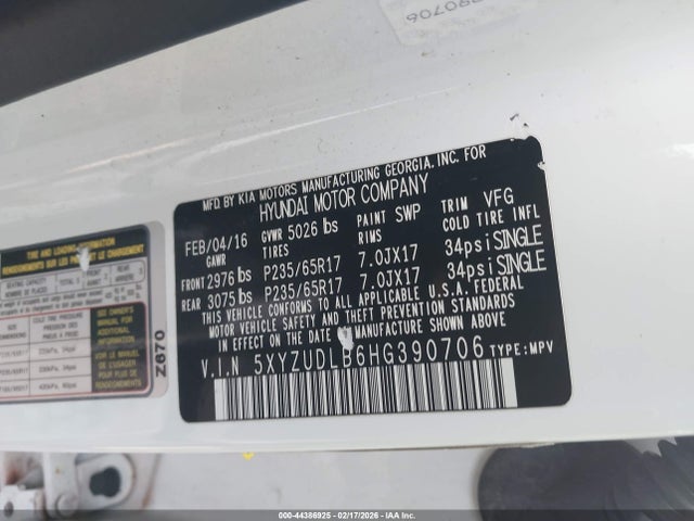 2017 HYUNDAI SANTA FE SPORT 5XYZUDLB6HG390706 Photo 8