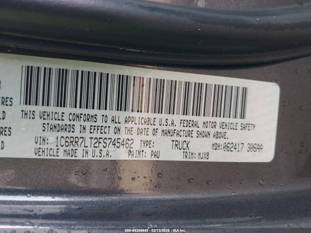 Продажа на аукционе авто 2015 Ram 1500 Lone Star, vin: 1C6RR7LT2FS745462, номер лота: 44386949