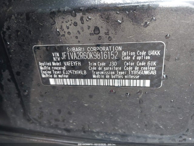 Subaru Wrx Sti 2019 JF1VA2R60K9816152 Image 9