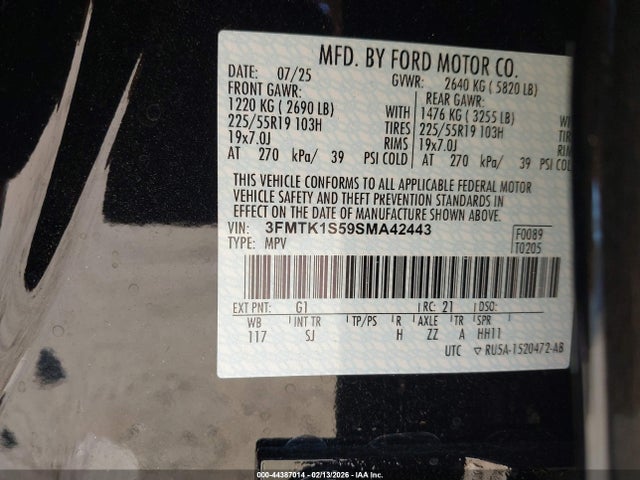 3FMTK1S59SMA42443 Ford Mustang Mach-e Select