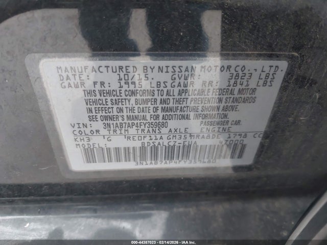 3N1AB7AP4FY359680 Nissan SENTRA S