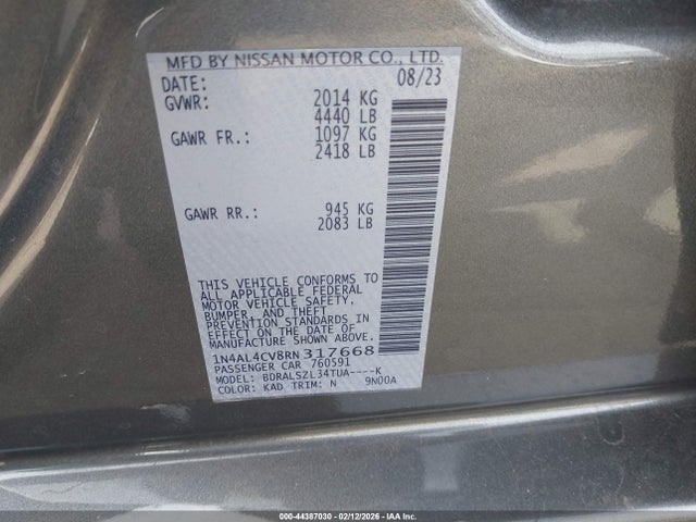1N4AL4CV8RN317668 Nissan Altima Sr Vc-turbo Fwd
