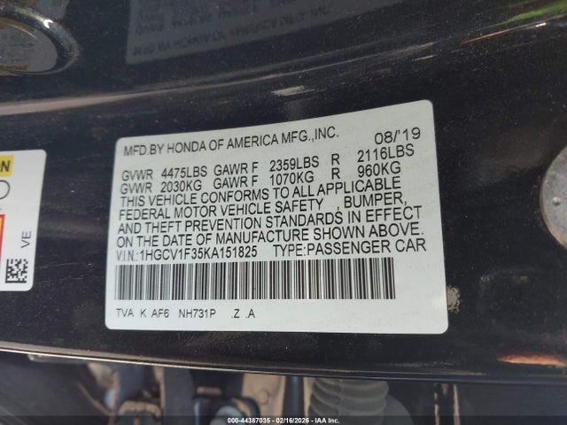 2019 HONDA ACCORD 1HGCV1F35KA151825 Photo 8
