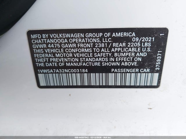2022 VOLKSWAGEN PASSAT 1VWSA7A32NC003184 Photo 8