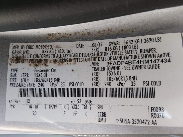 Ford FIESTA SE 2017 3FADP4BE4HM147434 Image 9