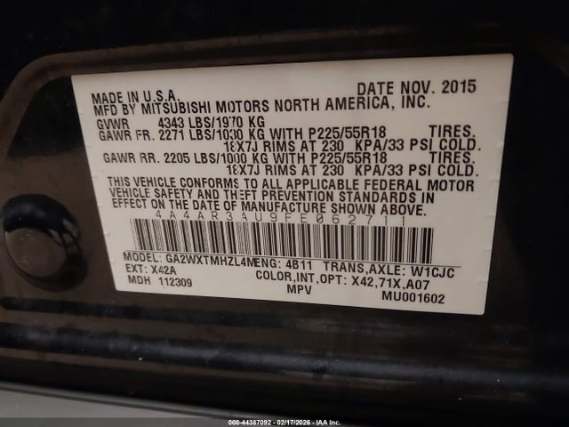 2015 MITSUBISHI OUTLANDER SPORT 4A4AR3AU9FE062711 Photo 8