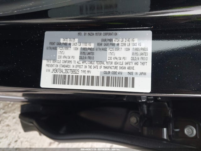 44387119 :رقم المزاد ، JM3KFBAL3S0756623 vin ، 2025 Mazda Cx-5 2.5 S مزاد بيع
