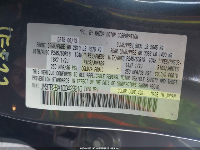 2013 MAZDA CX-9 JM3TB2BA1D0423210 Photo 8