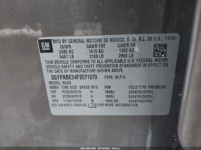 2015 CADILLAC SRX 3GYFNBE34FS571979 Photo 8