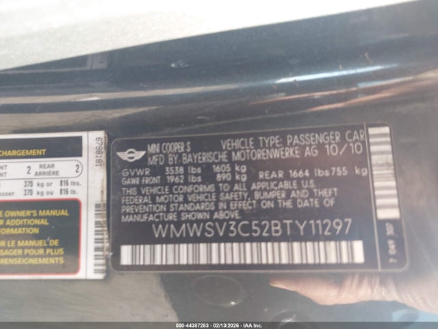 2011 MINI COOPER S WMWSV3C52BTY11297 Photo 8