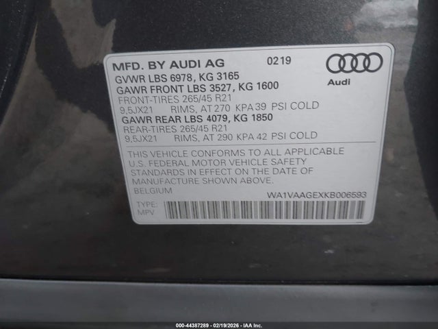 WA1VAAGEXKB006593 Audi E-tron Premium Plus