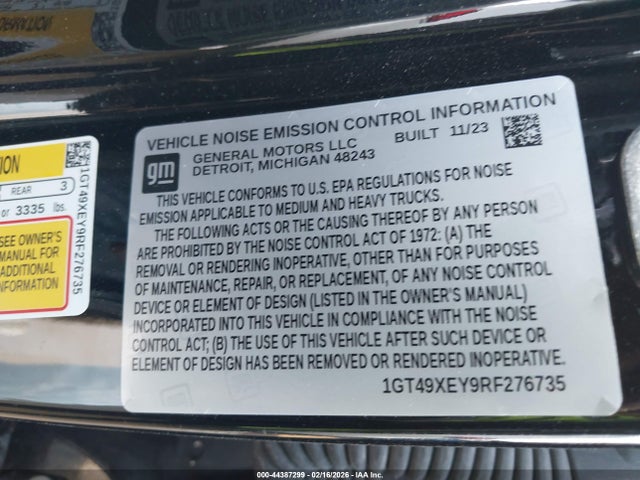 44387299 :رقم المزاد ، 1GT49XEY9RF276735 vin ، 2024 Gmc Sierra 2500hd مزاد بيع