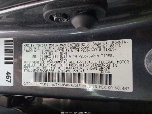 3TMLU4EN3FM206500 Toyota Tacoma Base V6