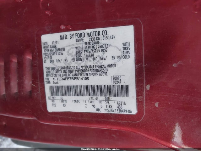 2011 FORD RANGER 1FTLR4FE7BPB14150 Photo 8