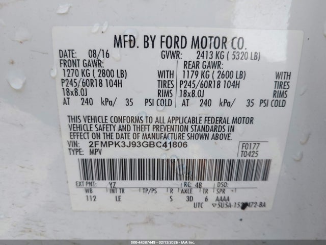 2016 FORD EDGE 2FMPK3J93GBC41806 Photo 8