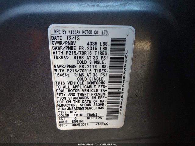 Nissan Rogue Select S 2014 JN8AS5MT0EW601045 Image 9