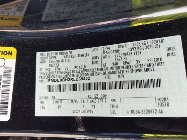 Продаж на аукціоні авто 2024 Ford Bronco Outer Banks, vin: 1FMDE8BH2RLB39462, номер лоту: 44387553