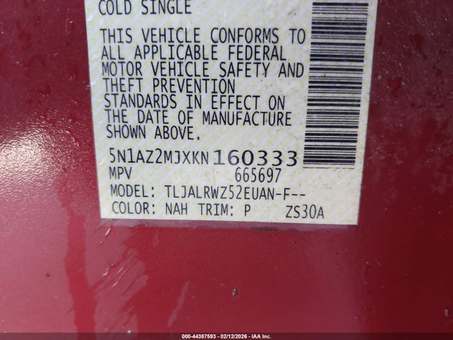 5N1AZ2MJXKN160333 Nissan MURANO SL