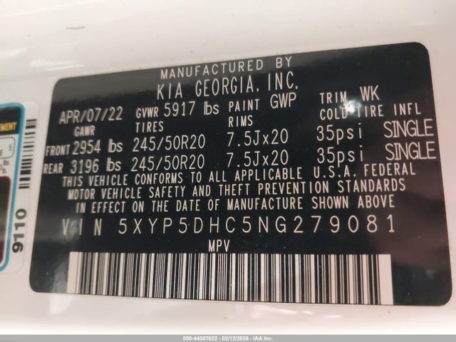 2022 KIA TELLURIDE 5XYP5DHC5NG279081 Photo 8