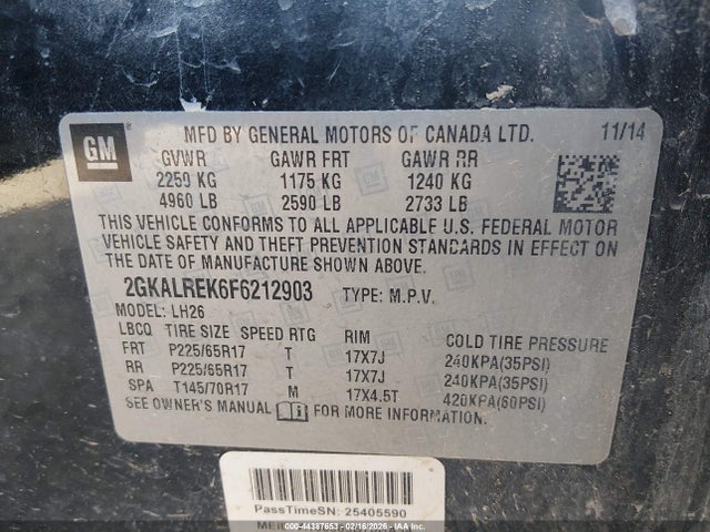 GMC Terrain Sle-2 2015 2GKALREK6F6212903 Image 9