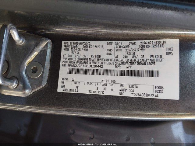 Ford ESCAPE S 2014 1FMCU0F72EUE20442 Image 9