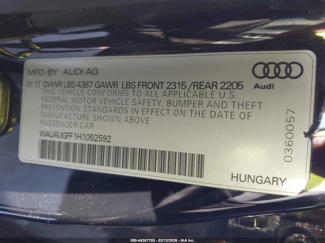 WAUAUGFF1H1052592 Audi A3 2.0t Premium