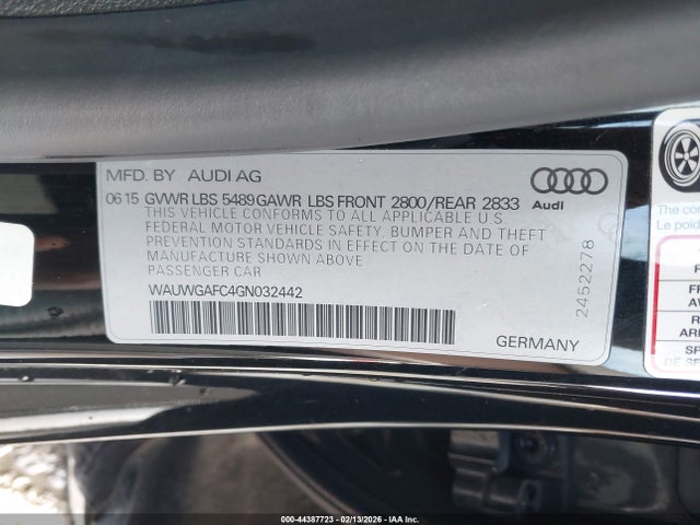 Продаж на аукціоні авто 2016 Audi A7 3.0t Premium Plus, vin: WAUWGAFC4GN032442, номер лоту: 44387723