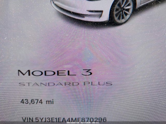 Aukcja sprzedaży 2021 Tesla Model 3 Standard Range Plus Rear-wheel Drive, vin: 5YJ3E1EA4MF870296, numer aukcji: 44387738