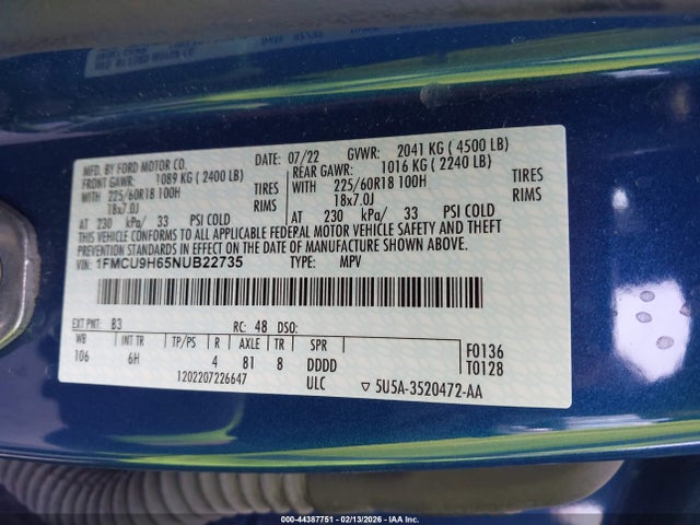 2022 FORD ESCAPE 1FMCU9H65NUB22735 Photo 8