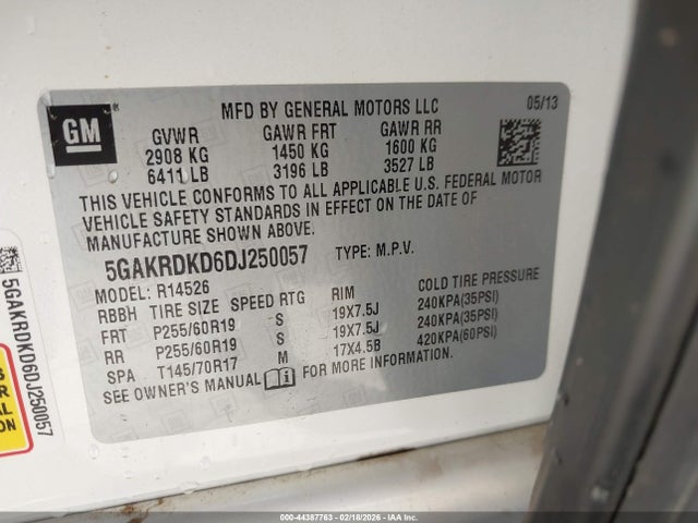 Aukcja sprzedaży 2013 Buick Enclave Premium, vin: 5GAKRDKD6DJ250057, numer aukcji: 44387763