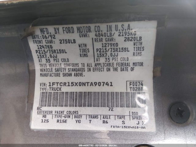 1992 FORD RANGER 1FTCR15X0NTA90741 Photo 8