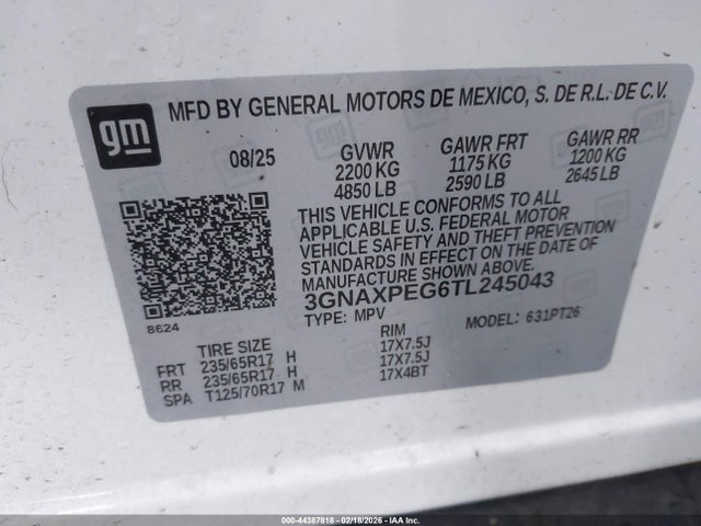 Chevrolet Equinox Awd Lt 2026 3GNAXPEG6TL245043 Image 9
