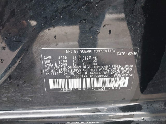 Продажа на аукционе авто 2019 Subaru Impreza 2.0i, vin: 4S3GTAA66K3730933, номер лота: 44387849