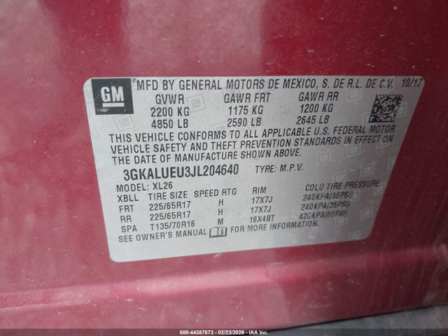 2018 Gmc Terrain Sle Diesel მანქანა იყიდება აუქციონზე, vin: 3GKALUEU3JL204640, აუქციონის ნომერი: 44387873