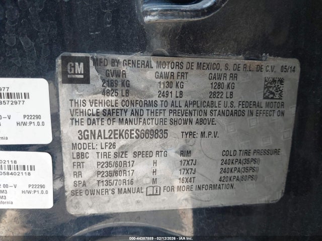 3GNAL2EK6ES669835 Chevrolet Captiva Sport 2ls