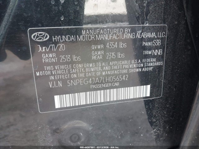 Продажа на аукционе авто 2020 Hyundai Sonata Se, vin: 5NPEG4JA7LH056542, номер лота: 44387901