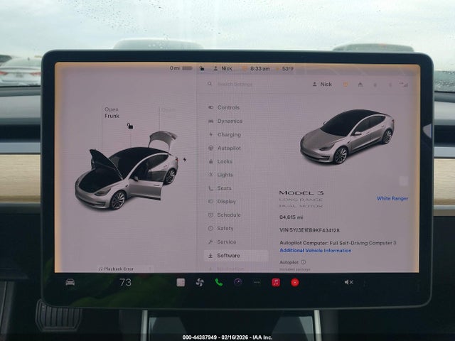Продажа на аукционе авто 2019 Tesla Model 3 Long Range/performance, vin: 5YJ3E1EB9KF434128, номер лота: 44387949